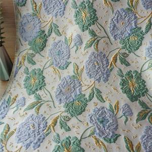 Vestido de flores de seda dorada brocado de lujo ligero tridimensional jacquard en relieve teñido de hilo francés - Product Image 3