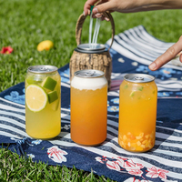 Boîte de boisson transparente en PET personnalisable, étanche, avec couvercle à vis en aluminium de qualité alimentaire, 55 mm, pour l'emballage de boissons froides