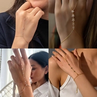 Chaîne de main et bracelet 2-en-1 en argent sterling 925 plaqué or blanc avec jade, pour hommes et femmes
