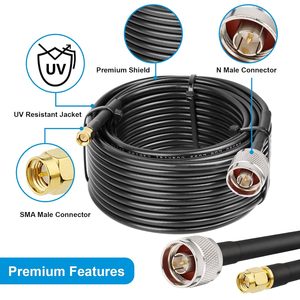 <span class=keywords><strong>Cable</strong></span> SMA a N ultra flexible <span class=keywords><strong>de</strong></span> <span class=keywords><strong>15</strong></span> <span class=keywords><strong>metros</strong></span> (49,2 pies) <span class=keywords><strong>de</strong></span> baja pérdida RG58 N macho a <span class=keywords><strong>antena</strong></span> macho SMA <span class=keywords><strong>Cable</strong></span> coaxial RF <span class=keywords><strong>de</strong></span> 50 ohmios - Product Image 6