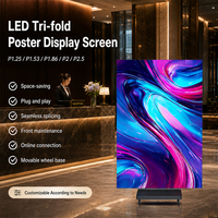 P1.53 P1.86 P2 P2.5 GOB Panel İç Mekan LED Ekran 1280x1920mm Çift Taraflı Üç Katlanır Dijital Tabela Reklam Video Duvarı