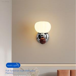 Applique murale LED en fer style crème avec design moderne en forme de citrouille, à intensité variable, pour salon, couloir et chevet - Product Image 3