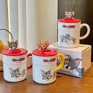 Taza de Cerámica de Tom y Jerry con Tapa y Asa, Diseño de Dibujos Animados para Niños y Adultos, Taza para Café o Té, Regalo Verano 2025 - Product Image 4