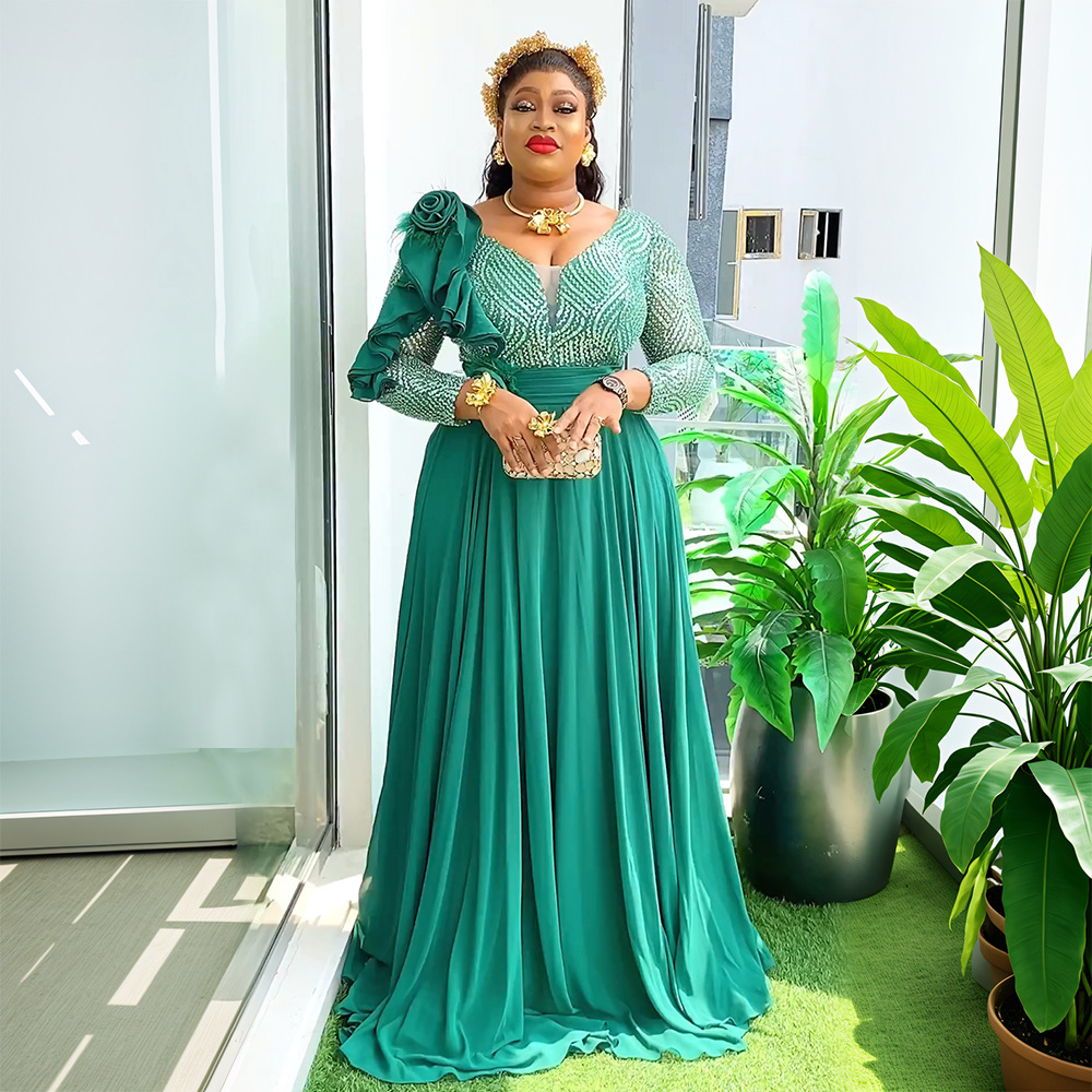 Plus Size African Wedding Party Dresses For Women 2025 Dashiki Ankara Evening Gown Elegant Christmas Outfit Robe Africa Clothes
