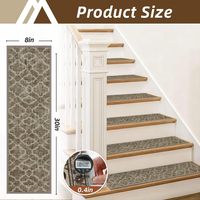 Boho Indoor 8"x30" Machine Washable Machine Made PET Friendly Stair Treads Anti-Skid Reusable Adhesive Safety Stair Rug Rubber