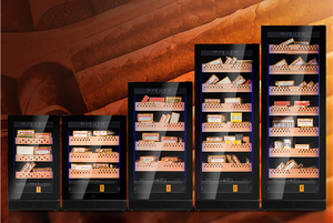 Gabinete personalizado de color rojo, madera de cedro español, dos puertas de vidrio, Bodega de cigarros de vino - Product Image 2