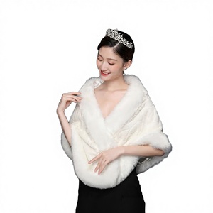 Sciarpa Lunga in Finta Pelliccia Stampata per Abito da Sposa, Bianca, Alta Qualità, Calda per l'Autunno - Product Image 1