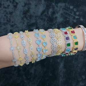 FM-JDT0626 Pulsera Bonita de Alta Calidad con Diseño de Palmera/Cereza/Hongo, Colorida, con Baño de Oro/Plata sobre Cobre, Ajustable - Product Image 6