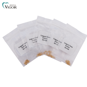 Ortodontik diş Lingual zincir altın kaplama çekiş zinciri yuvarlak taban düğmesi 2 adet/torba - Product Image 5