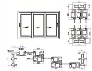 ประตูบานเลื่อน UPVC รุ่น 112 ซีรีส์, ประตูบานเลื่อน 3 ราง กันเสียง กระจกสองชั้น - Product Image 3