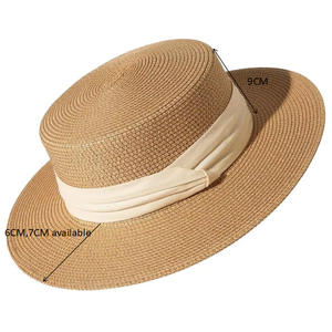 Sombrero de Paja de Copa Plana para Mujer, Marca Privada, Hecho a Medida, Sombrero de Paja Panamá para el Verano, Colecciones de Moda para Boutiques y Minoristas - Product Image 3