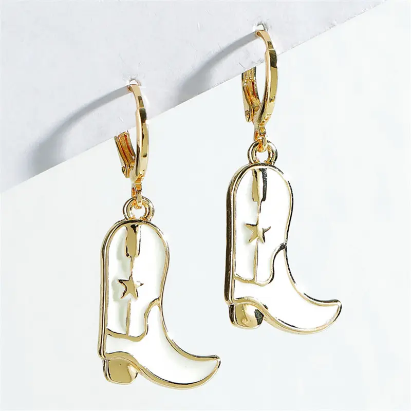 Boho Jewelry Accessories Wholesale Western West Cowgirl Texas Boots Dangle Drop Earrings Enamel Western Cowgirl Boot Earrings