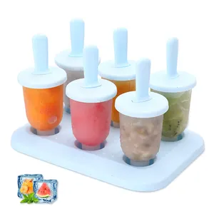 Özel yuvarlak DIY yapma dondurma Pp plastik çubuk konteynerler Popsicle kalıp dondurma araçları