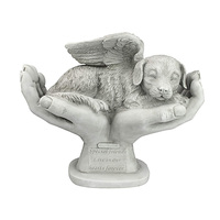Statue de jardin extérieure commémorative pour chien, mains de Dieu