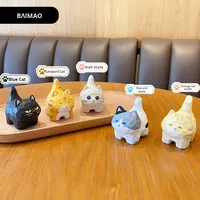 Ornamen Boneka Ragdoll Resin Baimao yang Lucu, Ramah Lingkungan, Ukiran Kayu Modern, Berdiri, Bersuara Meong untuk Dekorasi Rumah dan Meja