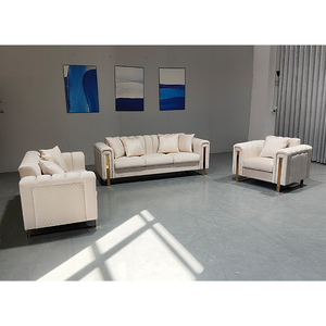 PZCN HOME Set di Divani Moderni di Lusso 1+2+3 in Stile Nordico per Soggiorno con Cuscini e Decorazioni Dorate - Product Image 6