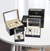 Boîte à montres vintage en bois grainé avec fenêtre transparente, présentoir à montres en bois, boîte de rangement multi-emplacements pour montres