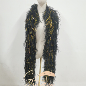 Boa en plumes d'autruche teintes 6 plis S15-18cm, noir et couleurs mélangées, pour carnaval, festival, mariage, fête, spectacle de scène - Product Image 3
