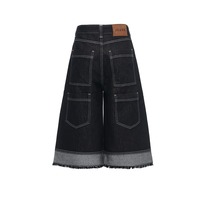Culottes en jean OEM, style baggy, jambes larges, Y2K, multi-boutons, surpiqûres contrastées, ourlet brut, streetwear Harajuku, unisexe, pantalon 3/4
