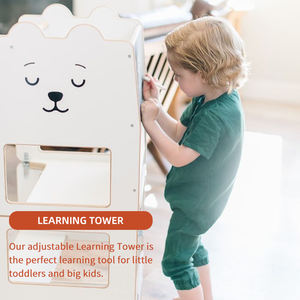 Chaise haute <span class=keywords><strong>2</strong></span> en <span class=keywords><strong>1</strong></span>, aide à la cuisine, tabouret réglable en bois massif, pliable, <span class=keywords><strong>tour</strong></span> d'apprentissage Montessori pour bébé - Product Image 3