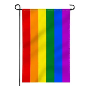 Sunshine 2023 desain baru bendera LGBT kustom cetak dua sisi Linen Gay bendera taman biseksual