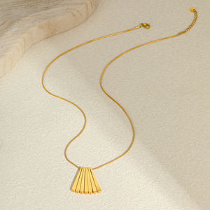High Quality Waterproof Stainless Steel Jewelry Geometry Contemporary <b>String</b> Sector Shape Charms Snake Chain Pendant Necklace - Product Image 5