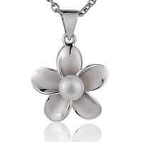 Collier pendentif fleur de frangipanier en argent sterling 925 avec perle d'eau douce 25mm 15mm 20mm Bijoux pendentif fleur de frangipanier