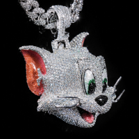 Colgante de Plata de Ley 925 con Moissanita y Diseño de Animal de Dibujos Animados, Accesorio de Lujo para Sesiones de Video Musicales