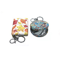 Porte-clés Miroir de Poche en Verre, Vente en Gros, Logo Personnalisé, Design Art Déco, Double Face, Rond, Maquillage, Voyage, Tourisme, Décoratif NABA