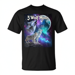 Camiseta con diseño de 3 cabezas de lobo que ruedan en la luna, para diversión - Product Image 2