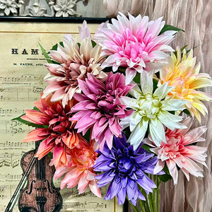 Fleur artificielle de dahlia simulée, tige unique, taille moyenne, réaliste, en soie, pour décoration de mariage - Product Image 1