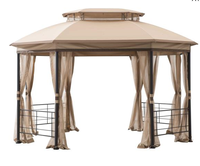 Gazebo hexagonal robuste pour l'extérieur, avec double toit et moustiquaire, abri de patio à structure métallique pour événements en plein air