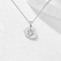 Collier avec pendentif en acier inoxydable, motif carte de la Réunion, hibiscus, Guadeloupe, Martinique, Haïti, carte de la Guyane pour femme
