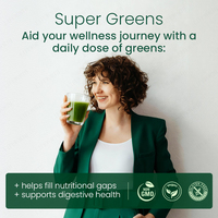 Poudre de fruits et légumes super verts Lifeworth Health, mélange de probiotiques transfrontaliers, spiruline, chlorelle, super mélange de poudres vertes