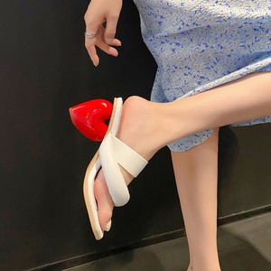รองเท้าส้นสูงแบบสวมเปิดนิ้วเท้าทรงเหลี่ยม รุ่น Heart New Anti-Slip Celebre Sandale De Marque ปี 2025 สำหรับสุภาพสตรีและผู้หญิง - Product Image 5