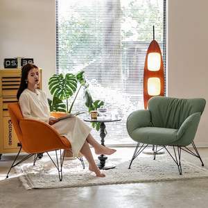 Modern Lounge Chair Cream Fabric Foam Filled Soft Seat Living Room Chair - Product Image 3