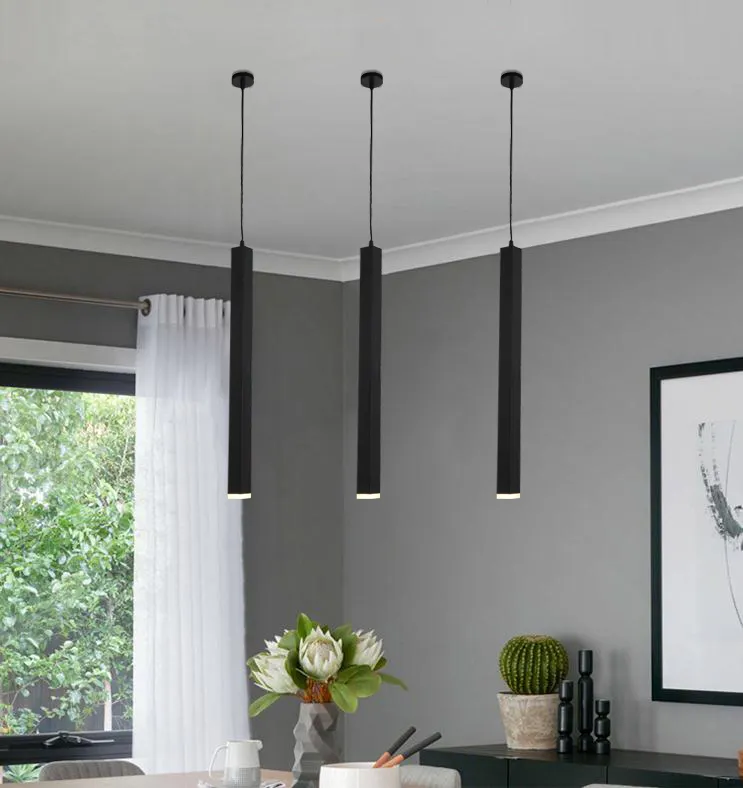 Lampe Led suspendue en forme de cylindre, design moderne minimaliste, luminaire décoratif d'intérieur, idéal pour une salle à manger ou une cuisine, 7w