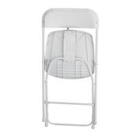 Chaise pliante robuste en plastique blanc avec structure en fer pour mariages en plein air, fêtes, ateliers et événements en parc