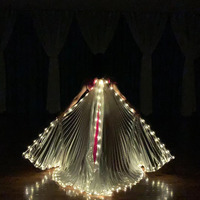 Nouveautés : Cape lumineuse LED argentée et jaune, ailes et accessoires pour spectacle de danse du ventre d'Halloween, articles de fête