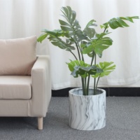 Grand pot de fleurs rond en marbre, ciment et fibre de verre, pour extérieur, jardin, maison, décoration, léger, avec trou de drainage