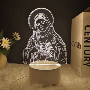 Toptan Hristiyan İsa Meryem Ana Heykeli Ürünleri Bebek Dekorasyonu İslami Hediyeler Oyuncaklar Ramazan LED Gece Lambaları Kare 3D - Product Image 6