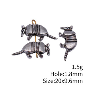 Cuentas de <span class=keywords><strong>armadillo</strong></span> para la fabricación de joyas, cuentas de metal esculpidas de animales de 20x9.6mm, plata antigua - Product Image 3