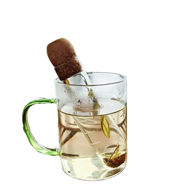 Стеклянная трубка для заварки чая с Пробковой Крышкой, ситечко, боросиликатное стекло для рассыпного чая, индивидуальный цилиндр с логотипом, прозрачный