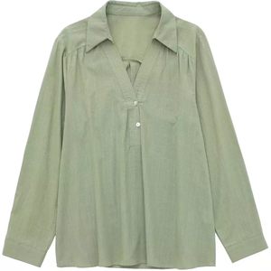 2024 hommes mode lin revers chemises Vintage à manches longues boutonné femme Blouses Blusas <span class=keywords><strong>Chic</strong></span> hauts - Product Image 1