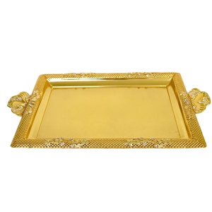 Mesa de Boda para <span class=keywords><strong>el</strong></span> Hogar, de Metal, Dorada, Plateada, para Frutos Secos, Bandeja para Servir Pastel de Chocolate - Product Image 3