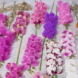Orquídea artificial A-795, decoração de orquídea látex com toque real, rosa, roxo