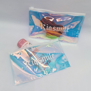 Pochette cosmétique holographique, sac en plastique à fermeture éclair pour bijoux, sac d'emballage holographique pour cils - Product Image 2