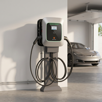 Nouvelle borne de recharge Starcharge Saturn IP55 IK10 44kW double AC Type 2 OCPP 16J certifiée MID haute précision pour véhicules électriques sur site, argent, 400V