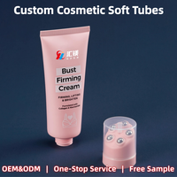 Tube souple cosmétique rose mat à presser avec applicateur à 5 billes pour crème raffermissante, lotion, massage, soin de la peau (vide)