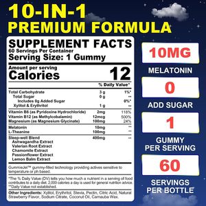 Gomitas llenas de líquido de melatonina de fuerza máxima para adultos Magnesio Ashwagandha B6 B12 Soporta suplementos de relajación profunda Cápsula - Product Image 2